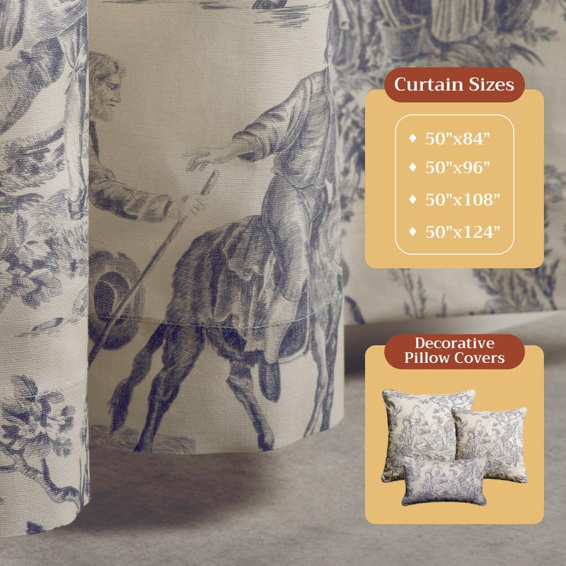 Maison d' Hermine Curtains for living room 100% Cotton 84 inch length One Panel Light Filtering Toile Curtain for Bedroom Windows with rod and loop Pockets Drapes (The Miller Paloma Gray, 50"W x 84"L) - Image 4