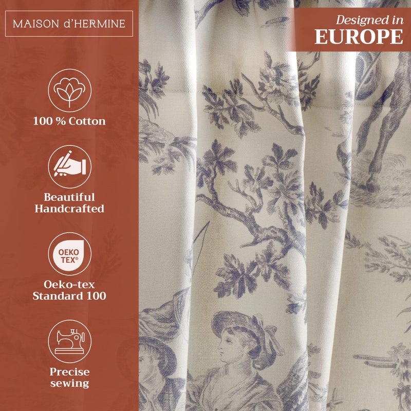 Maison d' Hermine Curtains for living room 100% Cotton 84 inch length One Panel Light Filtering Toile Curtain for Bedroom Windows with rod and loop Pockets Drapes (The Miller Paloma Gray, 50"W x 84"L) - Image 2