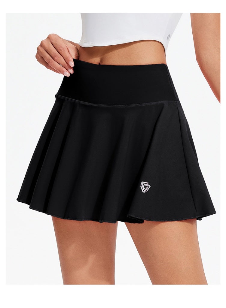 Wrinkled Yoga Skirt Women's Summer High Waist Pocket Skirt Sports Skirt Solid Color Running Training Quick drying Tennis Skirt  - Image 3