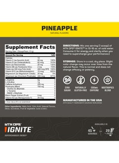 MTN OPS MTN OPS Ignite Trail Packs Energy Drink Powder, Gluten Free Nitric Oxide Supplement Drink Mix, L Arginine, L Citrulline, Caffeine & Nootropic Sugar Free Drink Mix, 20 Servings, Pineapple Crush  - Image 2