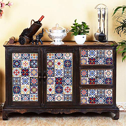 Kitico 17.7" X118.1"Pattern Contact Paper Removable Peel and Stick Wallpaper Colorful Tile Self Adhesive Wallpaper Vinyl Waterproof Easy to Clean for Cabinets Countertop Kitchen Backsplash Shelf Drawer Liner - Image 4