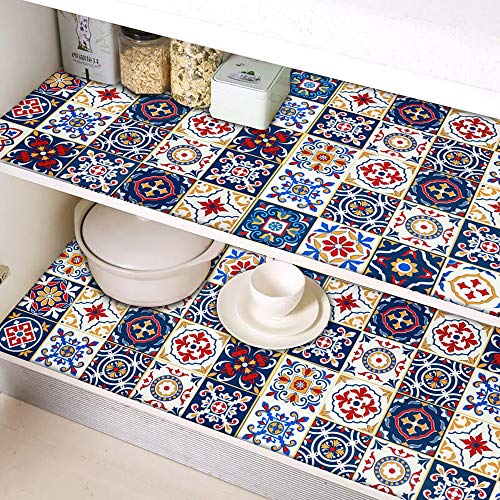 Kitico 17.7" X118.1"Pattern Contact Paper Removable Peel and Stick Wallpaper Colorful Tile Self Adhesive Wallpaper Vinyl Waterproof Easy to Clean for Cabinets Countertop Kitchen Backsplash Shelf Drawer Liner - Image 3