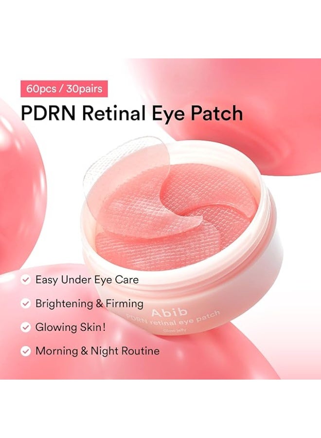 Abib PDRN Retinal Eye Patch Glow Jelly Under Eye Patches Puffy Eyes Dark Circles Anti Wrinkle Collagen Caffeine Niacinamide 60 Patches - Image 3
