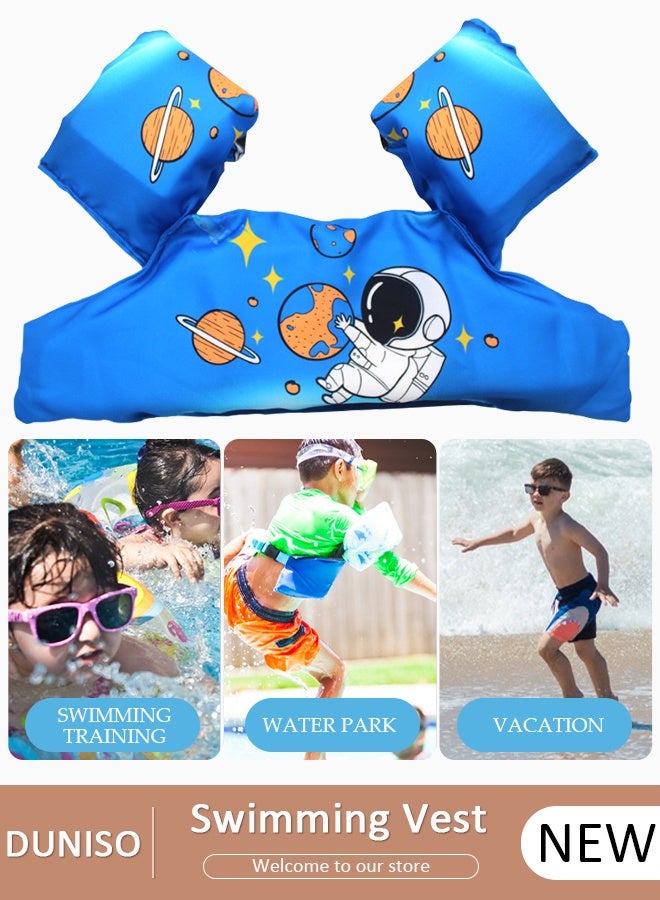 DUNISO سترة سباحة للأطفال، أكمام عائمة قابلة للنفخ، شريط ذراع للسباحة، أجنحة سباحة كرتونية، سترات سباحة عائمة، أكمام، أشرطة كتف، عوامات للذراع للأطفال الذين يتعلمون السباحة، معدات التدريب - Image 1