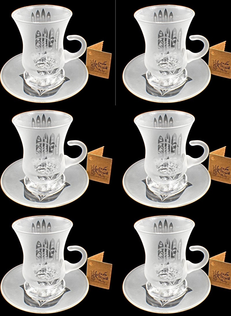 KuduArts Tea cups with saucer glass 6 pieces - Image 1
