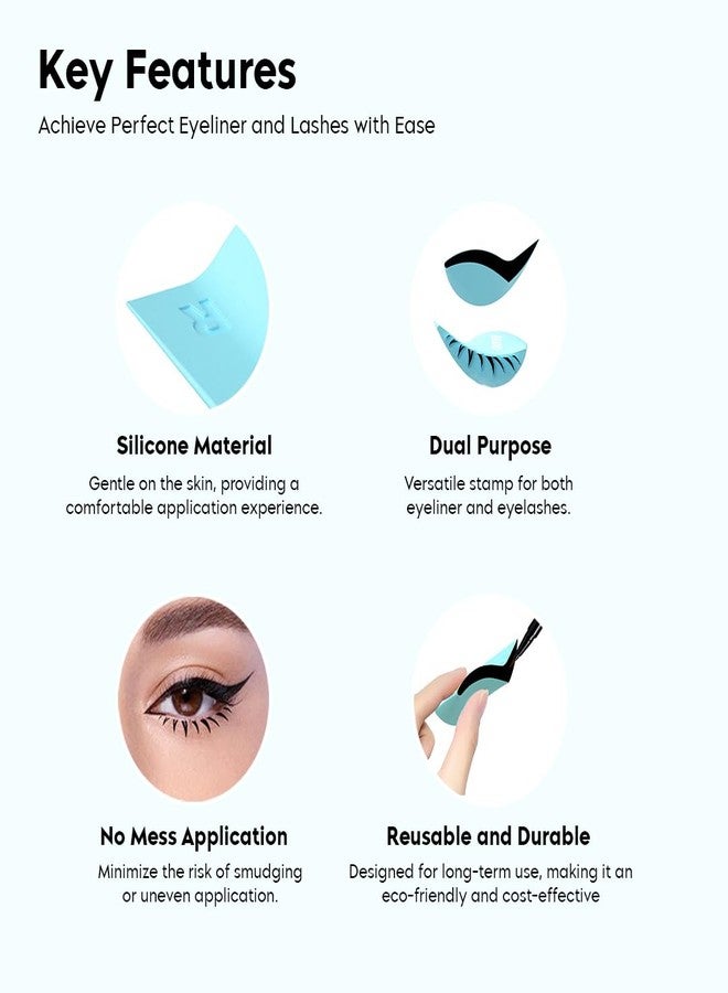 Gleva Eyeliner & Eyelash Stamp Tool,Reusable Silicon Lower Eyelash Stamp Tool,Eye Makeup Tool,DIY Lower Lashes Extensions,Natural Look for Make Up Beginner(Blue),1 count - Image 5