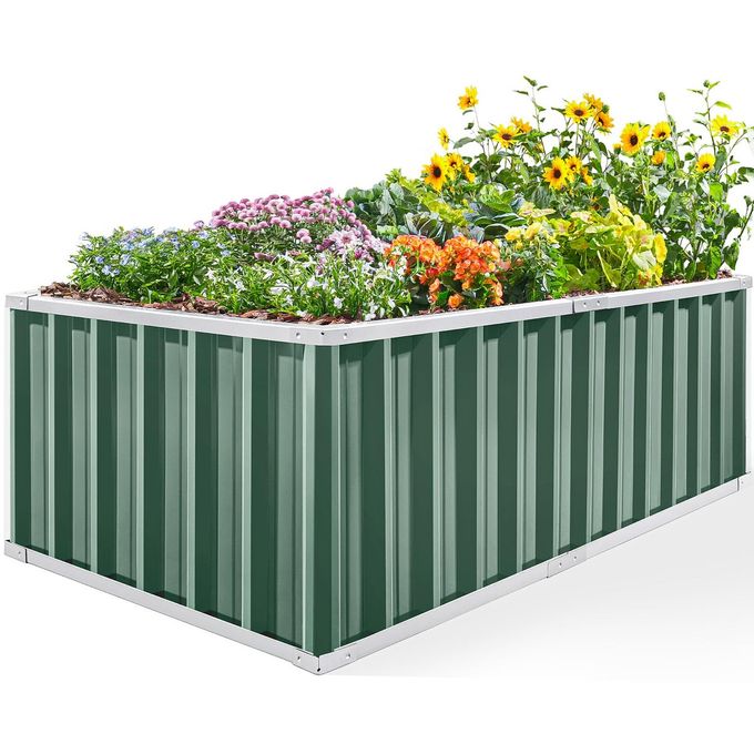 KING BIRD Galvanized Raised Garden Bed with 2 Installation Methods for DIY 101 x 36 x 18 Heightened Planter Kit Box Outdoor for DeepRooted Vegetables Flowers Green