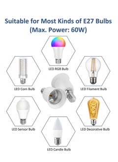 Lezonic E14 to E27 Socket Converter, Small Screw to Screw Edison Bulb Adapter, SES to ES Lamp Base Adapter, Max Wattage 60W, Voltage 0-250V, for LED Bulbs, Incandescent Bulbs, CFL Bulbs, 4 Pack  - Image 4