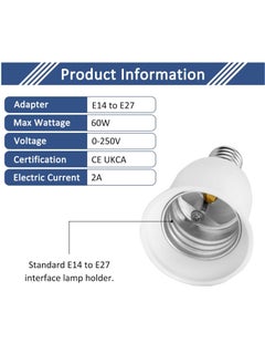 Lezonic E14 to E27 Socket Converter, Small Screw to Screw Edison Bulb Adapter, SES to ES Lamp Base Adapter, Max Wattage 60W, Voltage 0-250V, for LED Bulbs, Incandescent Bulbs, CFL Bulbs, 4 Pack  - Image 2