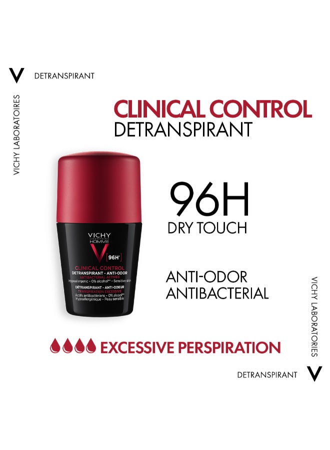 VICHY 96 Hour Clinical Control Deodorant For Men Clear 50ml - Image 2