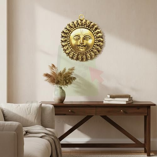 TREE MAISON CORONATING HOMES Brass Sun Face Wall Hanging | Weight - 800 Gram Approx | 6-Inch (Approx) | Pital Surya Idol for Home & Office Décor | Sun for Vastu | Sun Wall Hanging - Image 3