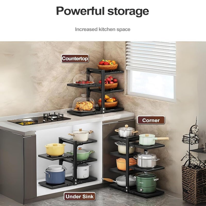 Home Essentials Kitchen Counter Pan Rack Organizer - 7 Tier Adjustable Pot Holder/Shelf Drawer Stand for Crockery, Utensil Holder (7 TIER)Stainless Steel,Ceiling mount, Bracket shelf - Image 4