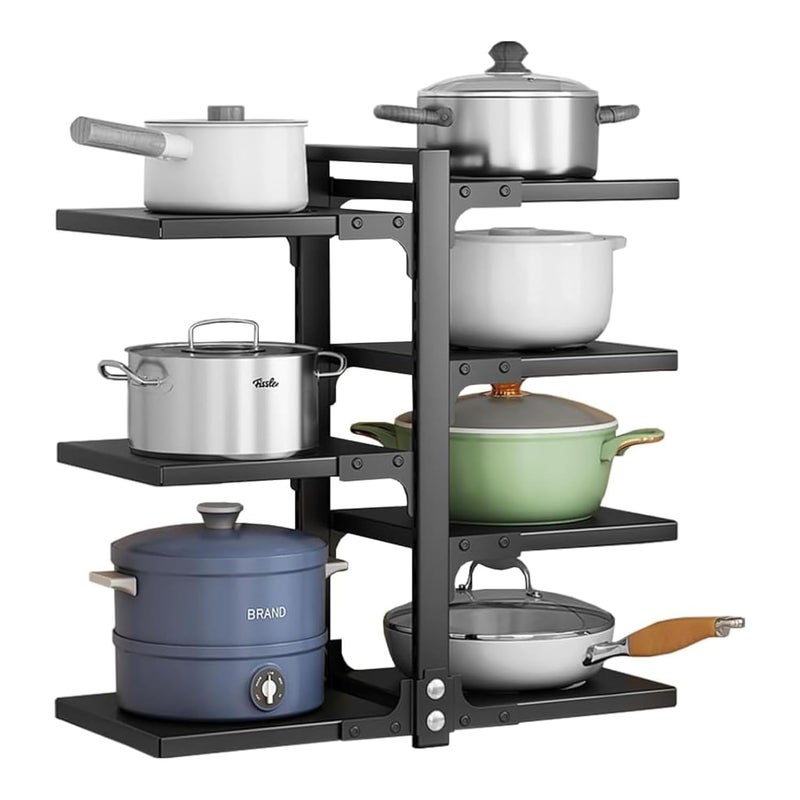 Home Essentials Kitchen Counter Pan Rack Organizer - 7 Tier Adjustable Pot Holder/Shelf Drawer Stand for Crockery, Utensil Holder (7 TIER)Stainless Steel,Ceiling mount, Bracket shelf - Image 1