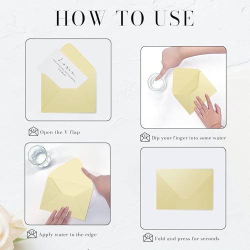 Goefun Shimmer Cream Envelopes 5.25 x 7.25 inches 100 PCS, Goefun A7 Euro Flap Envelopes with Gummed Seal for 5 x 7 Cards, Anniversaries, RSVP Invite, Wedding - Image 3