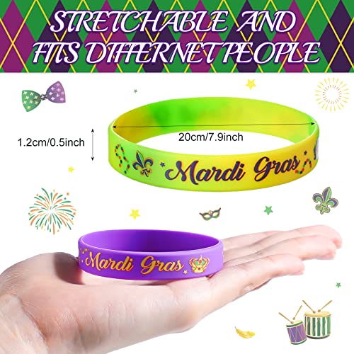 Kasyat 30 Pieces Mardi Gras Silicone Bracelets Mardi Gras Wristbands for Carnival Birthday Party Decorations Goodie Bag Stuffers Fillers Supplies - Image 5