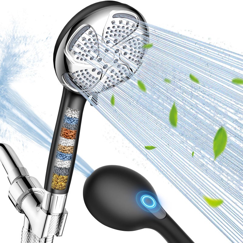 FEELSO Filtered Shower Head with Handheld, High Pressure 7-Spray Showerhead with Filters for Hard Water - Remove Chlorine, Reduce Dry Itchy Skin, Anti-clog Nozzles, Power Wash to Clean Tub, Tile & Pet - Image 1