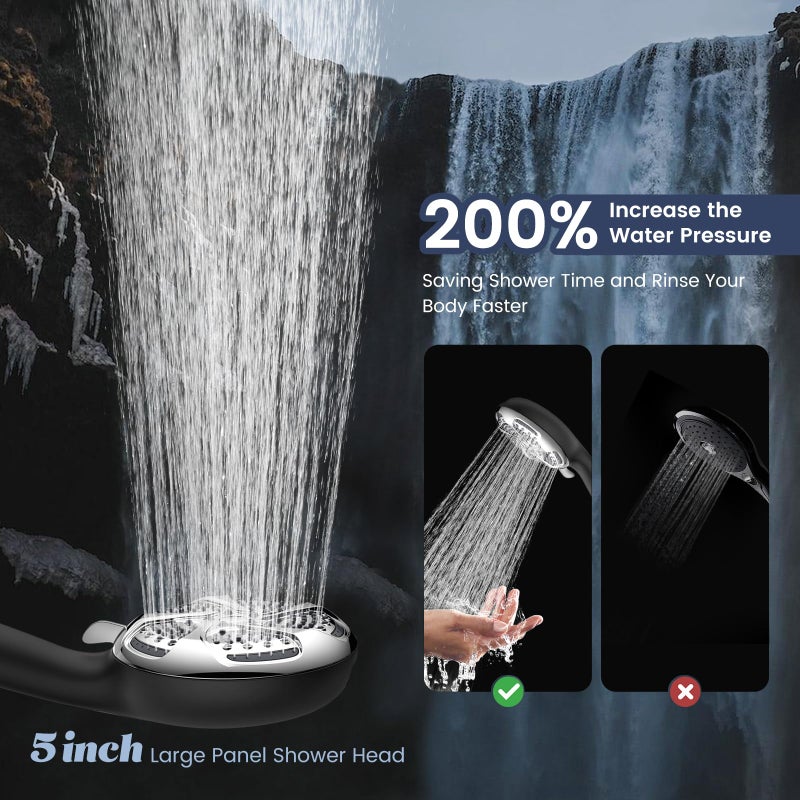FEELSO Filtered Shower Head with Handheld, High Pressure 7-Spray Showerhead with Filters for Hard Water - Remove Chlorine, Reduce Dry Itchy Skin, Anti-clog Nozzles, Power Wash to Clean Tub, Tile & Pet - Image 2