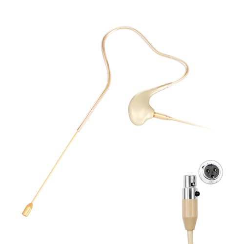 KIMAFUN Headset/Headworn Microphone Single Earset Ear-Hook Over Ear Hanging Condenser Mic Compatible with AKG Wireless System Bodypack Transmitter, Ideal for Performance, Theater, Lecture - Beige D3 - Image 1
