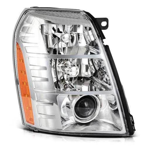 LBRST Headlight Assembly for Escalade 2009-2014 for ESV 2009-2014 for EXT 2009-2013 Chrome Housing Clear Lens Amber Reflector Passenger Side Headlamp(Bulbs not Included) - Image 1