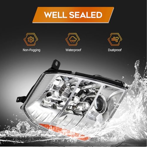 LBRST Headlight Assembly for Escalade 2009-2014 for ESV 2009-2014 for EXT 2009-2013 Chrome Housing Clear Lens Amber Reflector Passenger Side Headlamp(Bulbs not Included) - Image 5