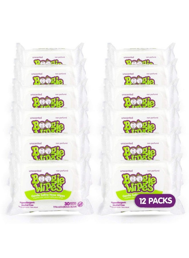 Boogie Saline Nose Wipes by Boogie, for Baby & Kids, Face, Hand & Body, FSA/HSA Eligible, Made with Vitamin E, Aloe, and Natural Saline, Unscented, 30 Count (Pack of 12) - Image 1