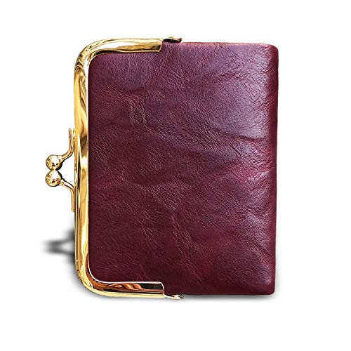 AOXONEL Womens Wallet Small Rfid Ladies Compact Bifold Leather Vintage Coin Purse With Zipper and Kiss Lock (Purple) - Image 3