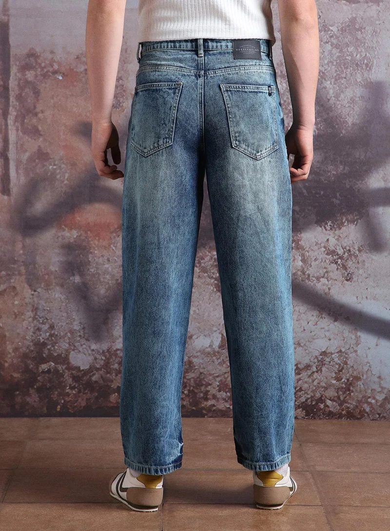 Hubberholme  Men Pure Cotton Loose Fit Heavy Distress Paint splater Jeans for Men | Best Price UAE