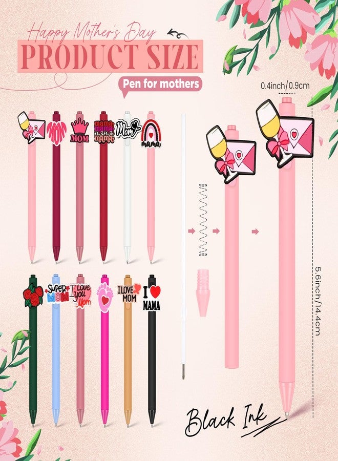 Engrowtic 12 Pcs Mothers Day Pens Gifts for Mom Cute Ballpoint Pen Funny Retractable Writing Pens Black Ink Best Mom Gifts from Daughter Son Husband Birthday Gift for Women New Mama Office School - Image 2