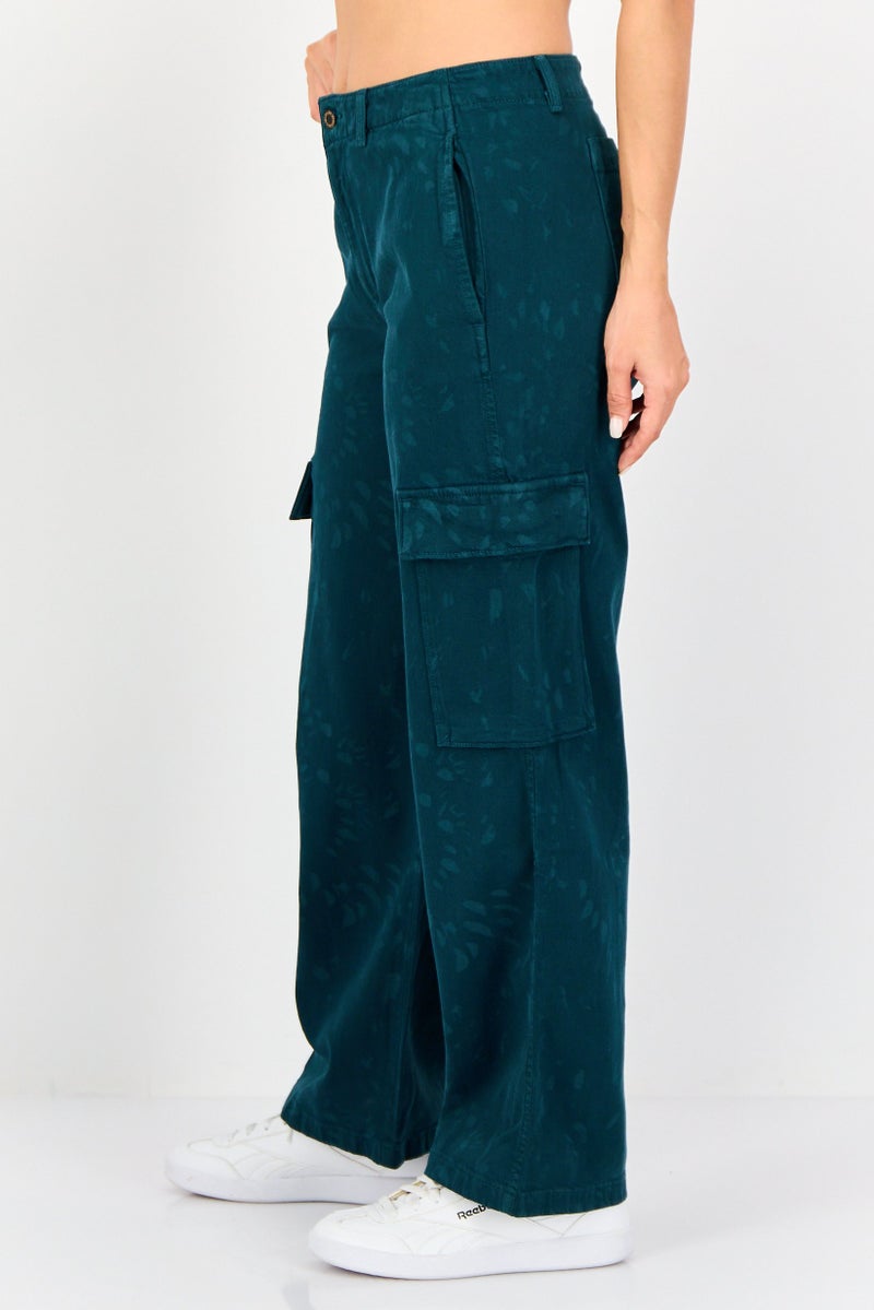 Levi's Levis x Deepika Padukone Women Regular Fit Washed Stretchable Baggy Cargo Jeans, Teal Green - Image 3