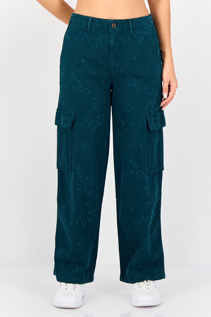 Levi's Levis x Deepika Padukone Women Regular Fit Washed Stretchable Baggy Cargo Jeans, Teal Green - Image 1