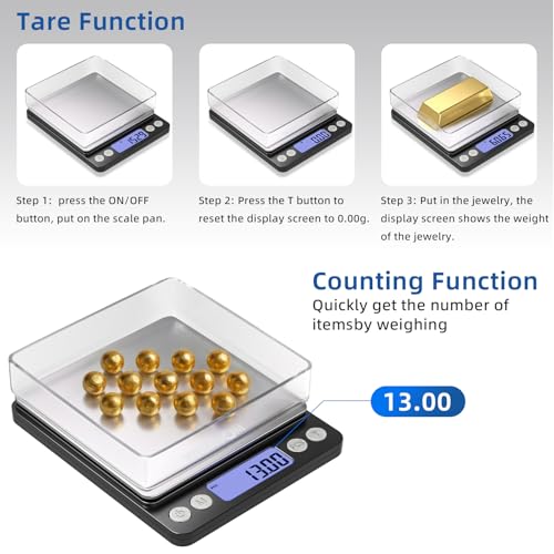 WISHSOM Professional Jewelry Scale, 500g x 0.01g High Precision Digital Gold Scale, Portable Precious Metal Gram Scale for Jewelers, Pawn Shops, Coin Dealers, Gold & Silver Weighing - Image 4