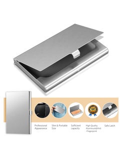 T NEWFUN Slim Business Card Case for Men & Women, Pocket Metal Case, Professional Stainless Steel Card Case for Business Cards, Slim Purse Name Card Holders  Buckle Style Shut, Silver  - Image 5