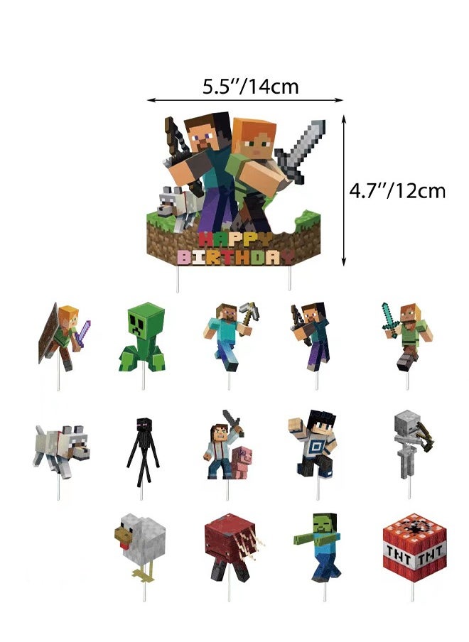Zeemey - Minecraft Balloon Garland Set with  Happy Birthday Banner,Cake Topper,Perfect for Graduation Baby Shower Birthday Bachelorette Party Backdrop Decoration,Suitable for Indoor and Outdoor - Image 1