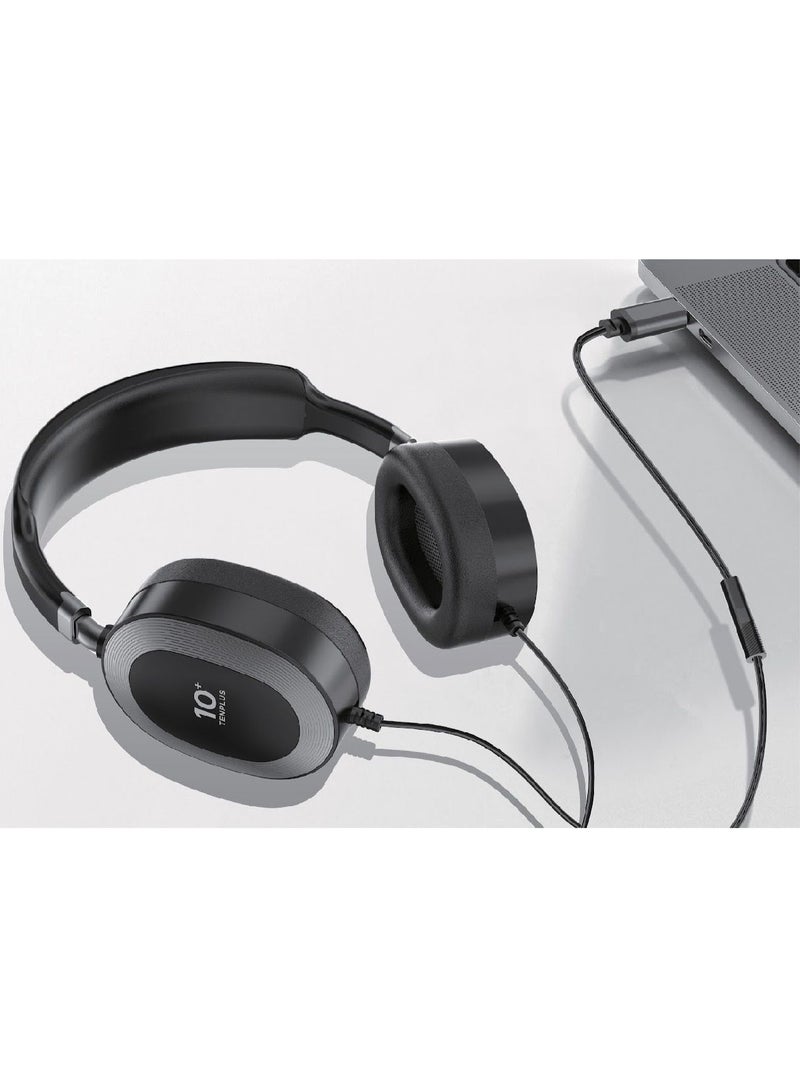 tenplus Type-C HiFi Headphone with Travel Pouch, Multiple Modes, Hi-Res Audio, Comfortable Black - Image 5