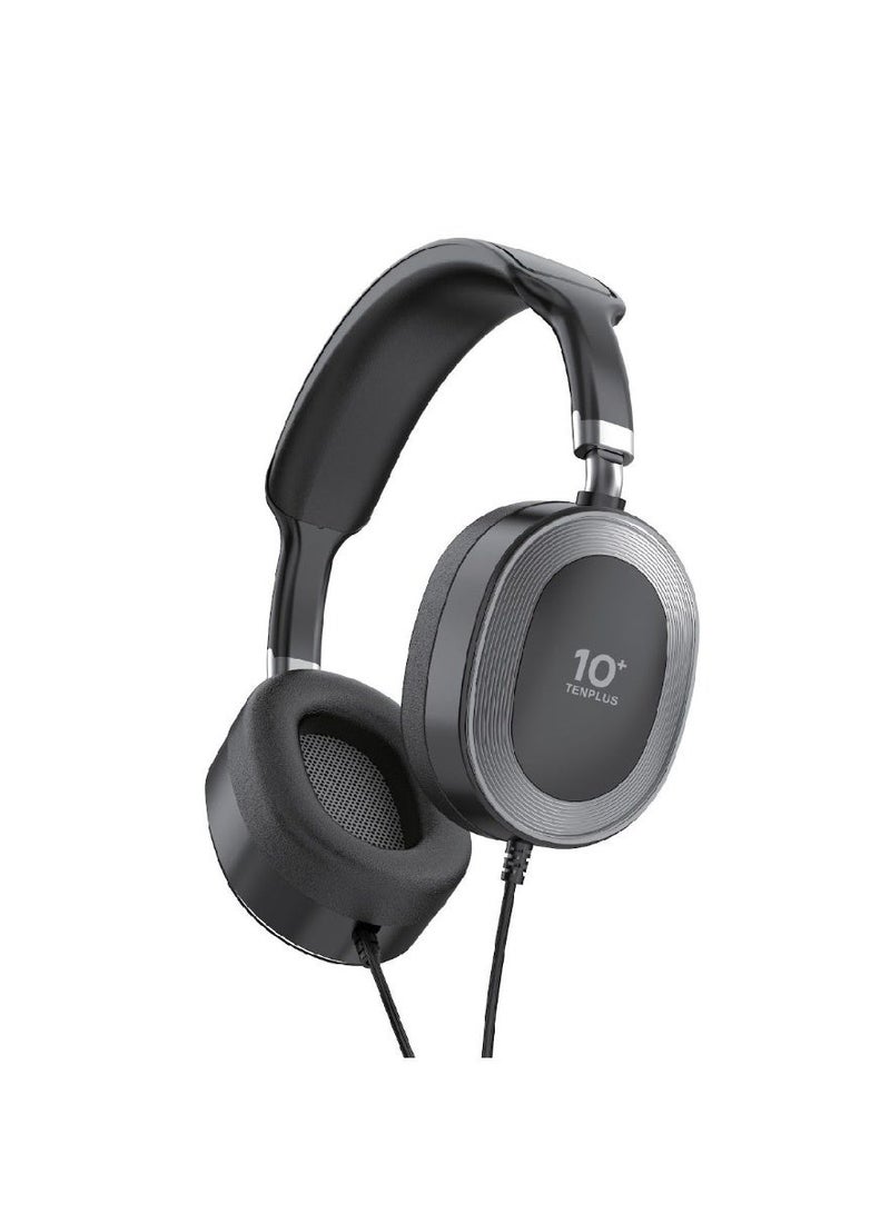 tenplus Type-C HiFi Headphone with Travel Pouch, Multiple Modes, Hi-Res Audio, Comfortable Black - Image 1