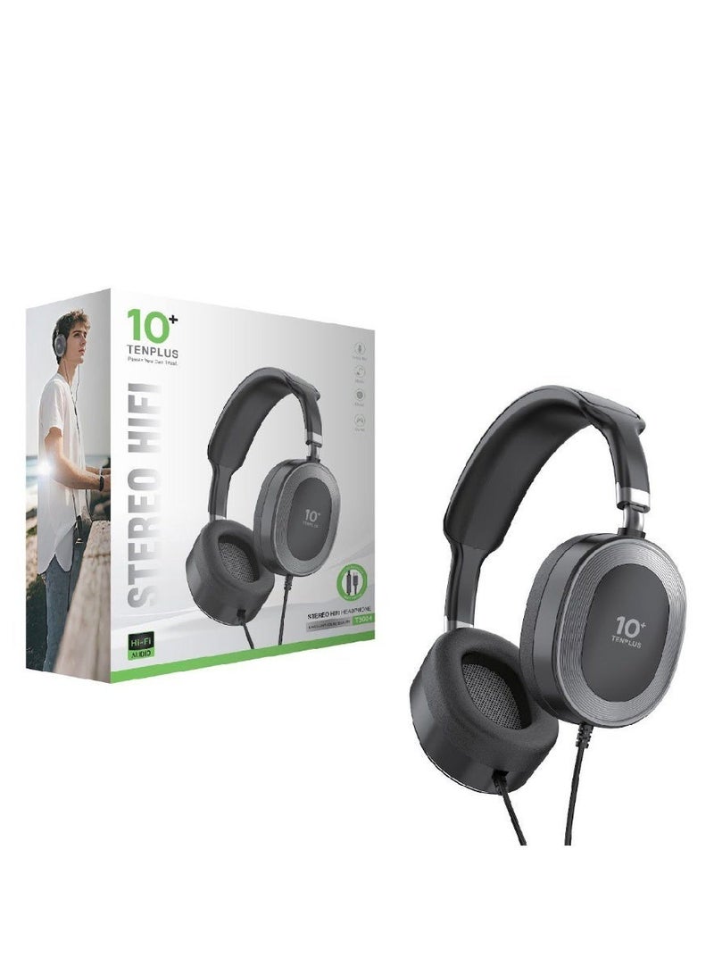 tenplus Type-C HiFi Headphone with Travel Pouch, Multiple Modes, Hi-Res Audio, Comfortable Black - Image 2