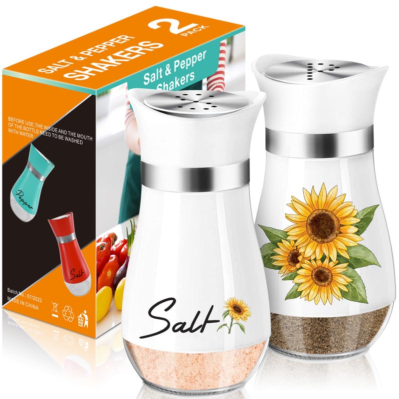 Arrozon Sunflower Salt and Pepper Shakers Set - 4oz Farmhouse Cute Kitchen Decor and Accessories Sunflower Gifts for Salt Shakers Glass Cooking Table,Housewarming,Thanksgiving,Christmas - Image 1