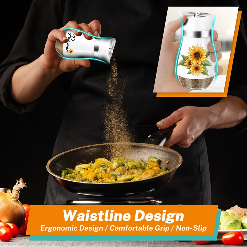 Arrozon Sunflower Salt and Pepper Shakers Set - 4oz Farmhouse Cute Kitchen Decor and Accessories Sunflower Gifts for Salt Shakers Glass Cooking Table,Housewarming,Thanksgiving,Christmas - Image 3