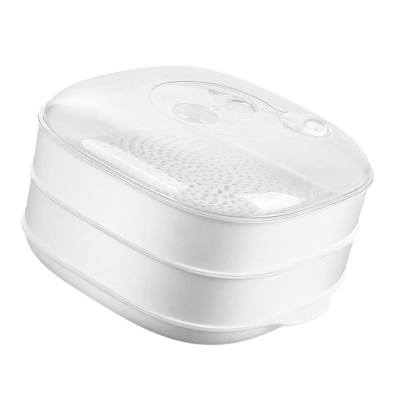 Double Layer Microwave Steamer with Lid for Dumplings Vegetables and Meal Heating - Image 2