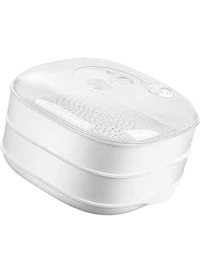 Double Layer Microwave Steamer with Lid for Dumplings Vegetables and Meal Heating - Image 1