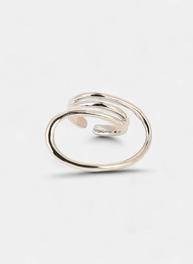 SOHI SOHI Women The Wrap-Line Statement Ring | Chrome  Colour | One-Size | Metallic Alloy Material | Adjustable Closure | Ring For Casual & Evening Wear