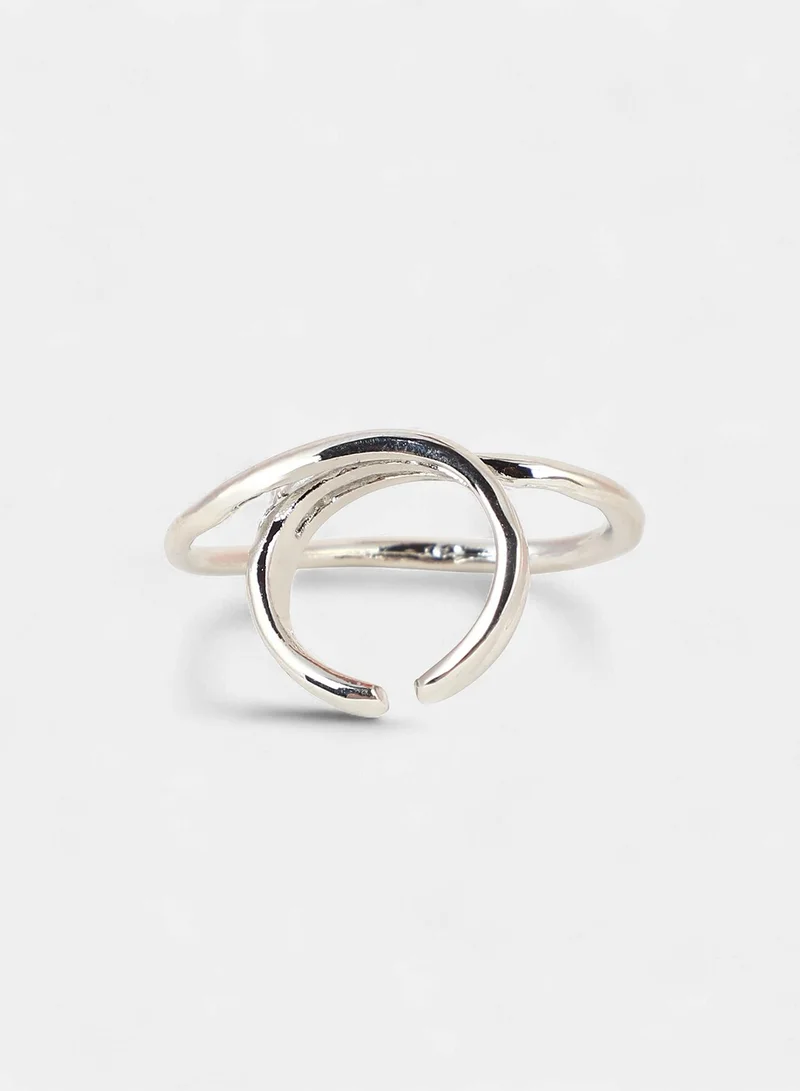SOHI SOHI Women The Wrap-Line Statement Ring | Chrome  Colour | One-Size | Metallic Alloy Material | Adjustable Closure | Ring For Casual & Evening Wear