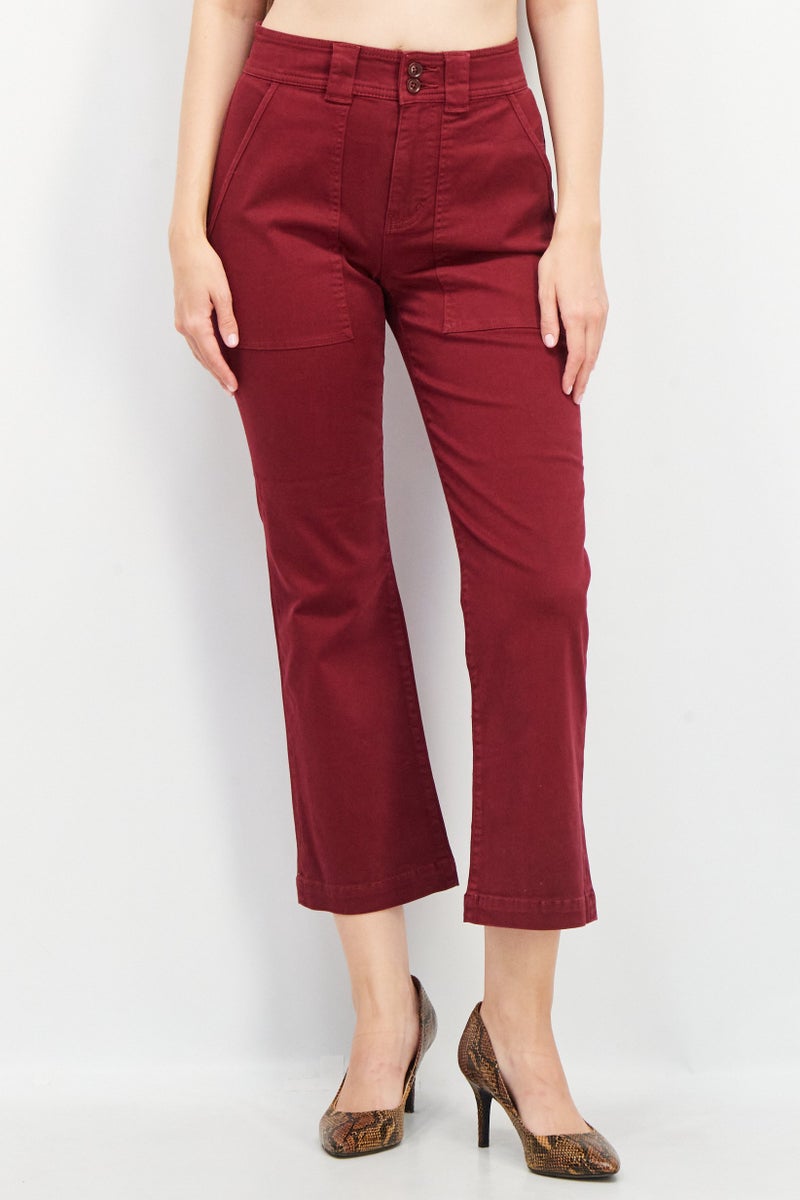 joie Women Regular Fit Textured Stretchable Jeans, Maroon - Image 1