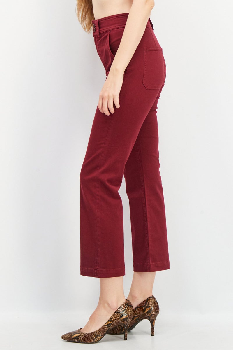 joie Women Regular Fit Textured Stretchable Jeans, Maroon - Image 4