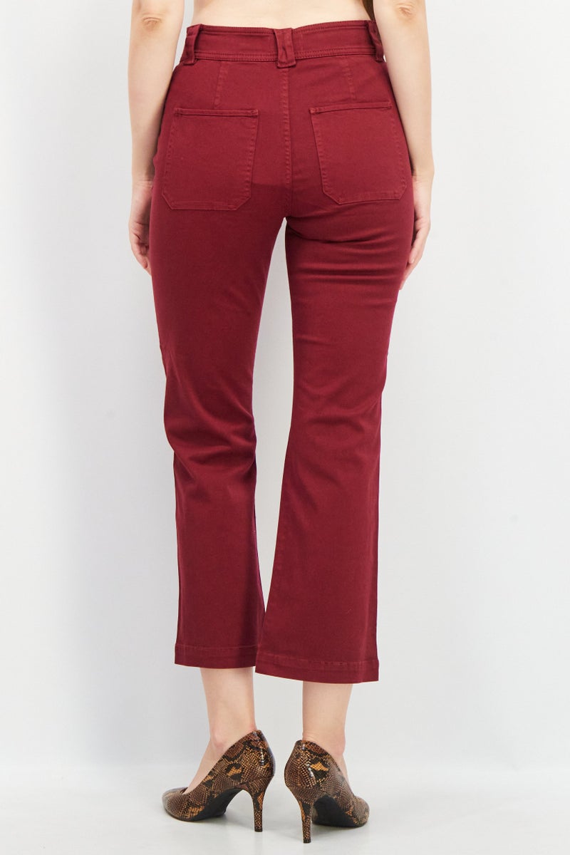 joie Women Regular Fit Textured Stretchable Jeans, Maroon - Image 4