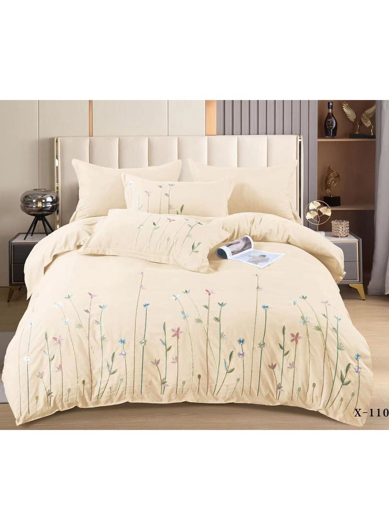 MMM HOME MMM HOME Embroidered 6pcs King size High Cotton Hotel Master Quality Microfiber Bedding Set Comforter/Bedsheet/Pillow covers set  - Image 1