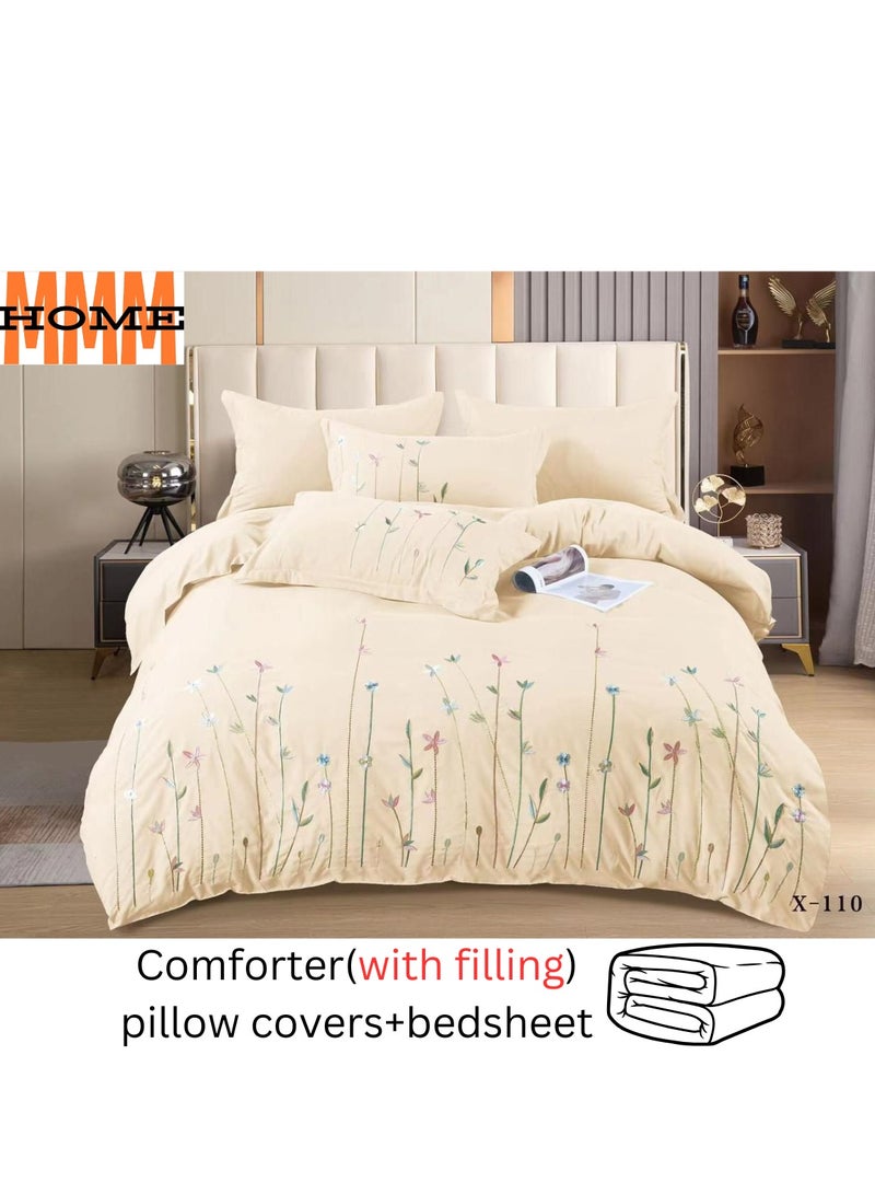 MMM HOME MMM HOME Embroidered 6pcs King size High Cotton Hotel Master Quality Microfiber Bedding Set Comforter/Bedsheet/Pillow covers set  - Image 2