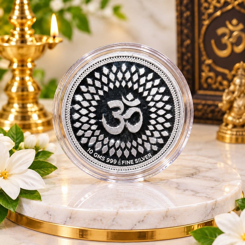 KHUSHBOO JEWELS 10G 999 FINE PURE SILVER LAKSHMI GANESHA SARASWATI COLOURED COIN - Image 2