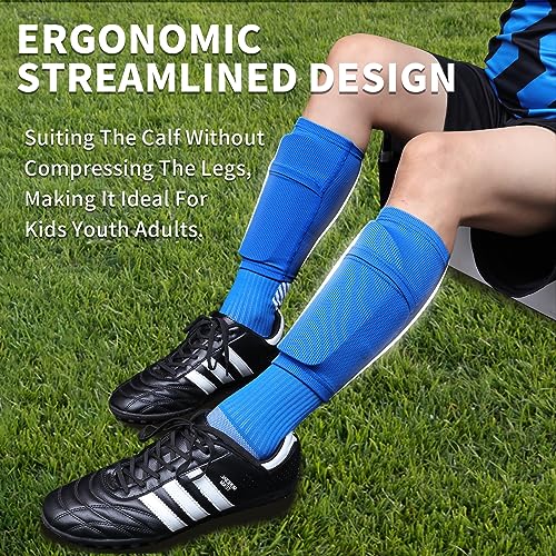 LPONJAR Soccer Shin Guards for Kids Youth Adults - Shin Pads and Sleeves with Optimized Insert Pocket for Boys Girls Men Women for Football Games - Protective Soccer Equipment - Image 4
