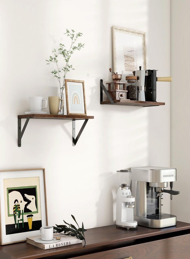 Axeman Rustic Floating Shelves for Wall, 16W x 8D Wood Floating Shelves Set of 2, 8'' Deep Wall Shelves for Bookshelf Living Room Bedroom Home Office Bathroom - Rustic Brown - Image 2